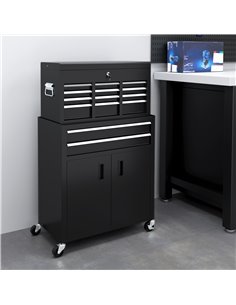 HOMCOM Portable Tool Box, Metal Tool Chest on Wheels with 6 Drawers for Garage and Workshop, Black B20-109V00BK 2