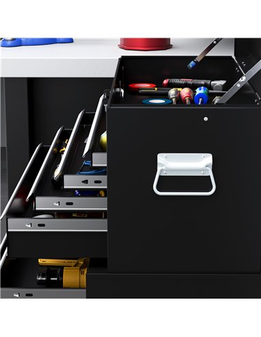 HOMCOM Portable Tool Box, Metal Tool Chest on Wheels with 6 Drawers for Garage and Workshop, Black B20-109V00BK