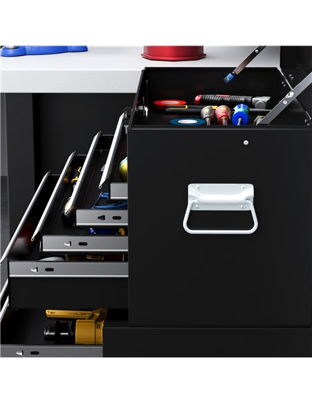 HOMCOM Portable Tool Box, Metal Tool Chest on Wheels with 6 Drawers for Garage and Workshop, Black B20-109V00BK - pic 111868 | FastDaddyshop
