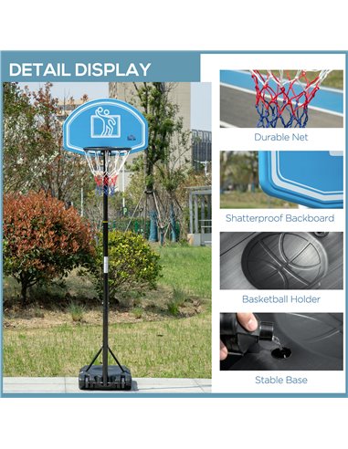 HOMCOM Adjustable Basketball Hoop and Stand, with Wheels and Weight Base Blue A61-028