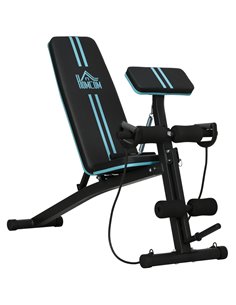 HOMCOM Foldable Weight Bench, Adjustable Strength Training Sit Up Ab Bench, Incline/Decline, Blue A91-062V00BU