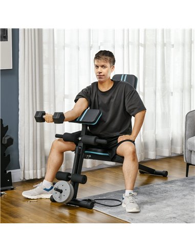HOMCOM Foldable Weight Bench, Adjustable Strength Training Sit Up Ab Bench, Incline/Decline, Blue A91-062V00BU