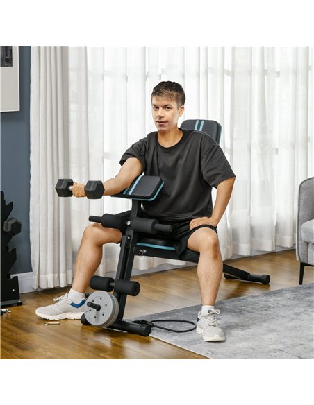 HOMCOM Foldable Weight Bench, Adjustable Strength Training Sit Up Ab Bench, Incline/Decline, Blue A91-062V00BU - pic 111888 | FastDaddyshop