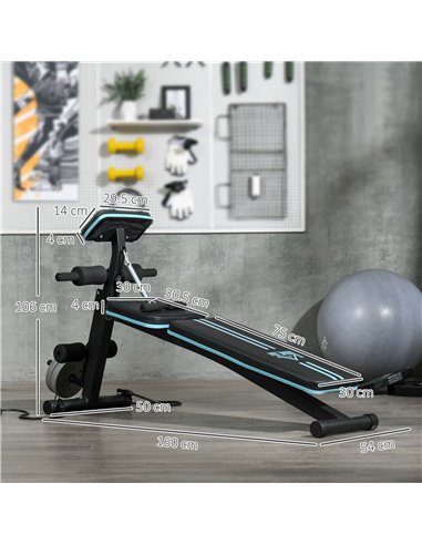 HOMCOM Foldable Weight Bench, Adjustable Strength Training Sit Up Ab Bench, Incline/Decline, Blue A91-062V00BU