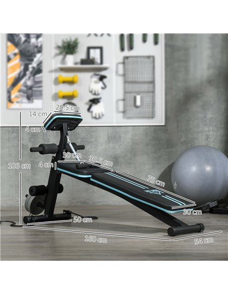 HOMCOM Foldable Weight Bench, Adjustable Strength Training Sit Up Ab Bench, Incline/Decline, Blue A91-062V00BU - pic 111889 | FastDaddyshop