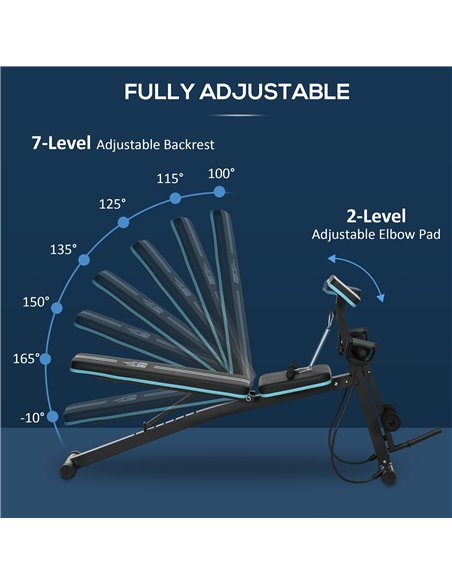 HOMCOM Foldable Weight Bench, Adjustable Strength Training Sit Up Ab Bench, Incline/Decline, Blue A91-062V00BU - pic 111890 | FastDaddyshop