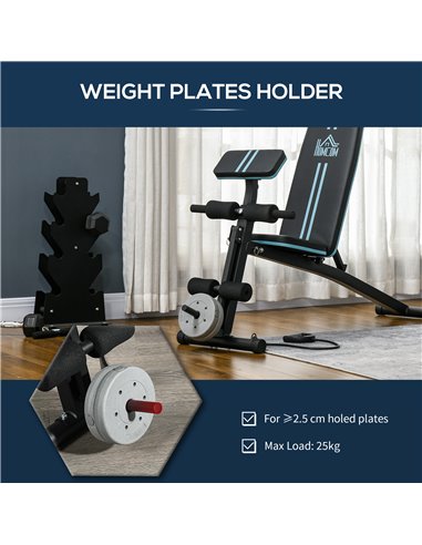 HOMCOM Foldable Weight Bench, Adjustable Strength Training Sit Up Ab Bench, Incline/Decline, Blue A91-062V00BU