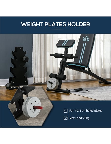 HOMCOM Foldable Weight Bench, Adjustable Strength Training Sit Up Ab Bench, Incline/Decline, Blue A91-062V00BU - pic 111893 | FastDaddyshop