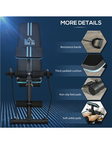 HOMCOM Foldable Weight Bench, Adjustable Strength Training Sit Up Ab Bench, Incline/Decline, Blue A91-062V00BU - pic 111894 | FastDaddyshop