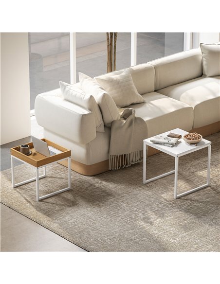 HOMCOM Set of Two Boxy Nesting Tables - White/Wood-Effect 83B-121V00WT - pic 111897 | FastDaddyshop