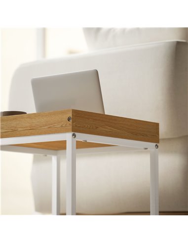 HOMCOM Set of Two Boxy Nesting Tables - White/Wood-Effect 83B-121V00WT