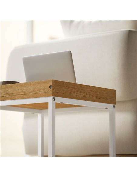 HOMCOM Set of Two Boxy Nesting Tables - White/Wood-Effect 83B-121V00WT - pic 111903 | FastDaddyshop