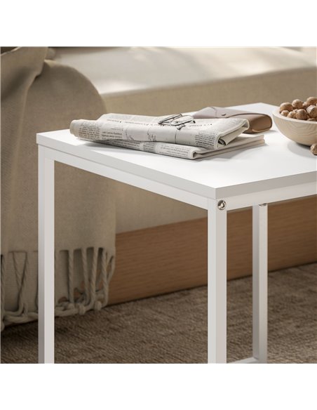 HOMCOM Set of Two Boxy Nesting Tables - White/Wood-Effect 83B-121V00WT - pic 111904 | FastDaddyshop