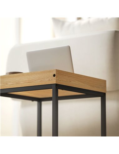 HOMCOM Set of Two Boxy Nesting Tables - Black/Wood-Effect 83B-121V00BK