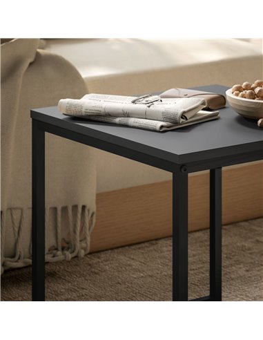 HOMCOM Set of Two Boxy Nesting Tables - Black/Wood-Effect 83B-121V00BK
