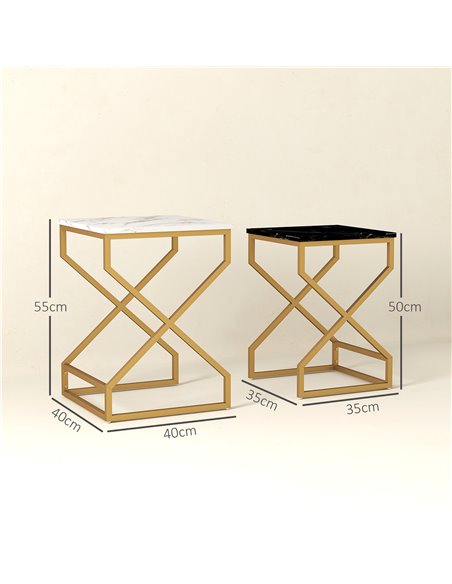 HOMCOM Set of Two Marble-Effect Nesting Tables 83B-186V00GD - pic 111925 | FastDaddyshop