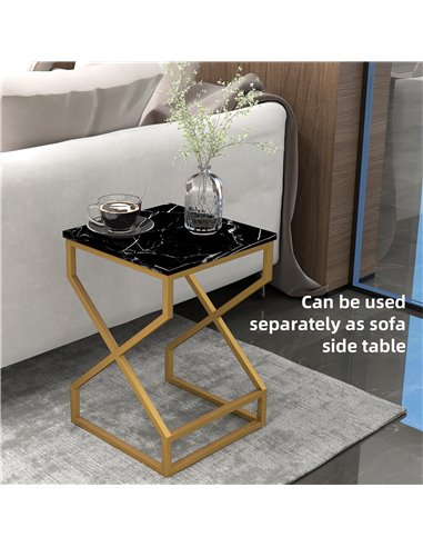 HOMCOM Set of Two Marble-Effect Nesting Tables 83B-186V00GD