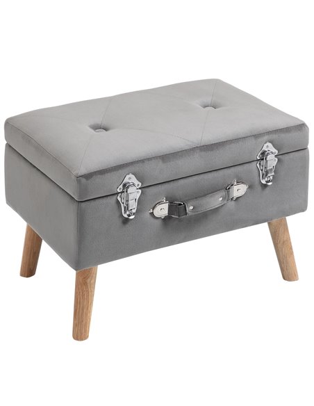 HOMCOM Elegant Velvet Footstool Pouffe Storage Trunk Stool Wood Legs Foot Pads Home Bedroom Hallyway Unique Storage Grey 838-029 - pic 111941 | FastDaddyshop