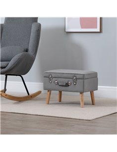 HOMCOM Elegant Velvet Footstool Pouffe Storage Trunk Stool Wood Legs Foot Pads Home Bedroom Hallyway Unique Storage Grey 838-029 2