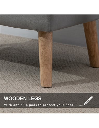 HOMCOM Elegant Velvet Footstool Pouffe Storage Trunk Stool Wood Legs Foot Pads Home Bedroom Hallyway Unique Storage Grey 838-029
