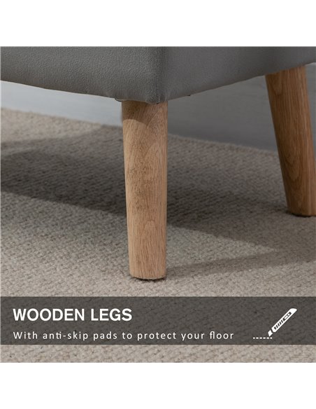 HOMCOM Elegant Velvet Footstool Pouffe Storage Trunk Stool Wood Legs Foot Pads Home Bedroom Hallyway Unique Storage Grey 838-029 - pic 111945 | FastDaddyshop