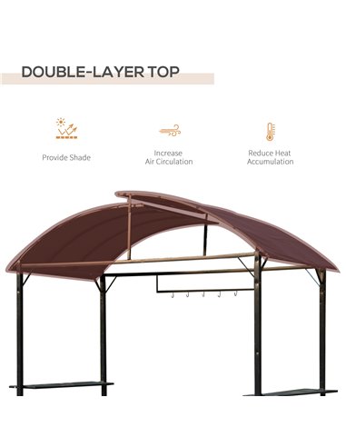 Outsunny Metal Gazebo Marquee-Coffee 