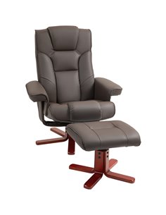 HOMCOM Faux Leather Manual Recliner and Footstool Set - Brown 83B-031V71BN