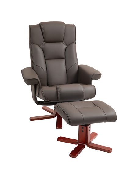 HOMCOM Faux Leather Manual Recliner and Footstool Set - Brown 83B-031V71BN - pic 111950 | FastDaddyshop