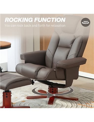 HOMCOM Faux Leather Manual Recliner and Footstool Set - Brown 83B-031V71BN