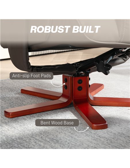 HOMCOM Faux Leather Manual Recliner and Footstool Set - Brown 83B-031V71BN - pic 111956 | FastDaddyshop