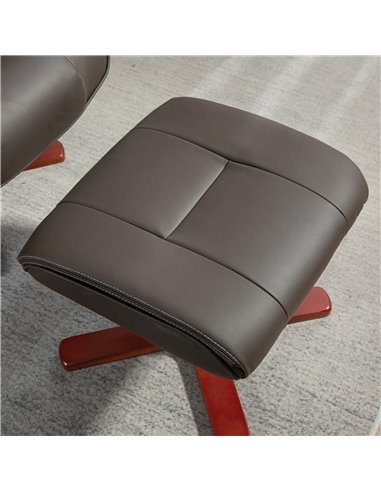 HOMCOM Faux Leather Manual Recliner and Footstool Set - Brown 83B-031V71BN