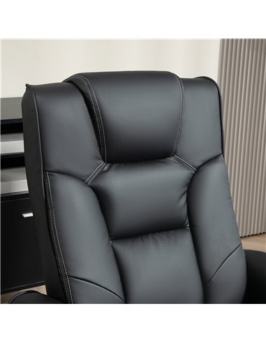 HOMCOM Faux Leather Manual Recliner and Footstool Set - Black 83B-031V71BK