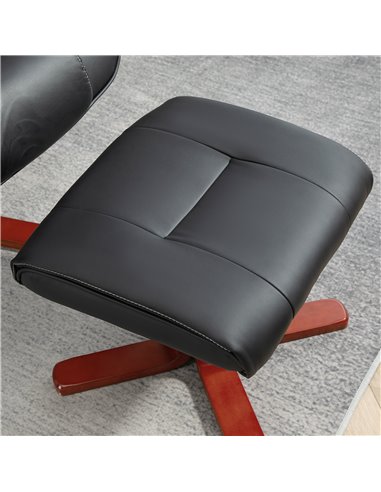 HOMCOM Faux Leather Manual Recliner and Footstool Set - Black 83B-031V71BK