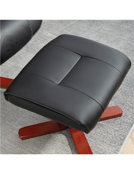 HOMCOM Faux Leather Manual Recliner and Footstool Set - Black 83B-031V71BK - pic 111967 | FastDaddyshop