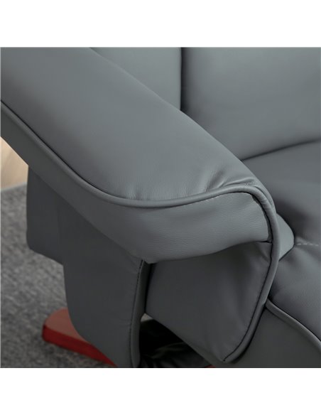 HOMCOM Faux Leather Manual Recliner and Footstool Set - Grey 83B-031V71GY - pic 111975 | FastDaddyshop