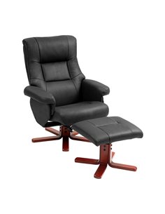 HOMCOM Faux Microfibre Leather Manual Recliner and Footstool Set - Black 83B-034V70BK