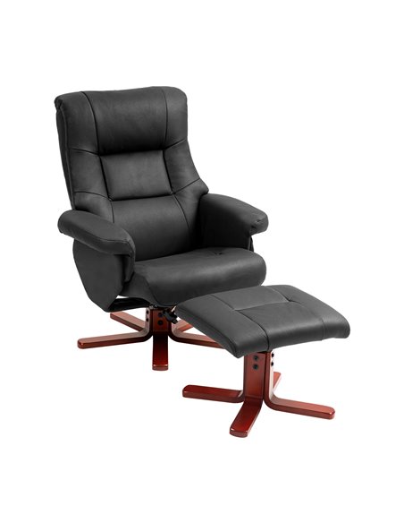 HOMCOM Faux Microfibre Leather Manual Recliner and Footstool Set - Black 83B-034V70BK - pic 111977 | FastDaddyshop