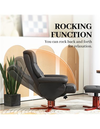 HOMCOM Faux Microfibre Leather Manual Recliner and Footstool Set - Black 83B-034V70BK