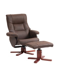 HOMCOM Faux Microfibre Leather Manual Recliner and Footstool Set - Dark Brown 83B-034V70DR