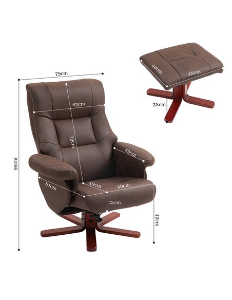 HOMCOM Faux Microfibre Leather Manual Recliner and Footstool Set - Dark Brown 83B-034V70DR - pic 111988 | FastDaddyshop