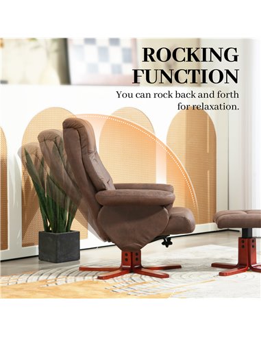 HOMCOM Faux Microfibre Leather Manual Recliner and Footstool Set - Dark Brown 83B-034V70DR