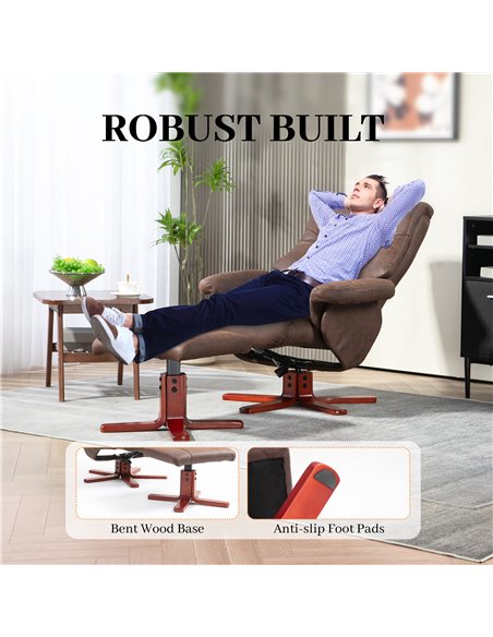 HOMCOM Faux Microfibre Leather Manual Recliner and Footstool Set - Dark Brown 83B-034V70DR - pic 111992 | FastDaddyshop