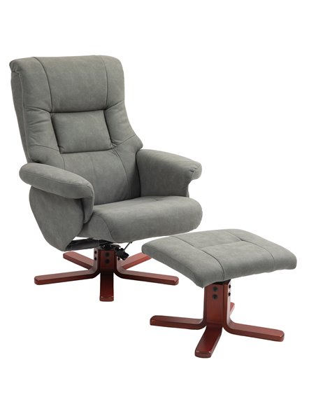 HOMCOM Faux Microfibre Leather Manual Recliner and Footstool Set - Grey 83B-034V70GY - pic 111995 | FastDaddyshop