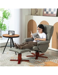 HOMCOM Faux Microfibre Leather Manual Recliner and Footstool Set - Grey 83B-034V70GY 2