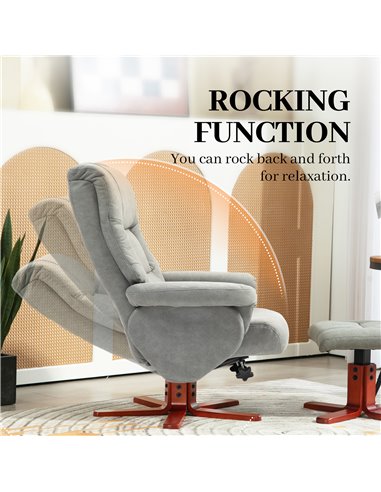 HOMCOM Faux Microfibre Leather Manual Recliner and Footstool Set - Grey 83B-034V70GY