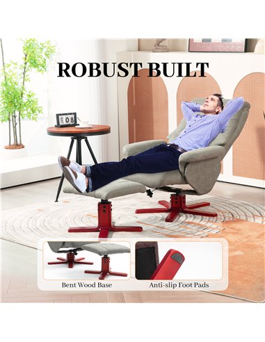 HOMCOM Faux Microfibre Leather Manual Recliner and Footstool Set - Grey 83B-034V70GY