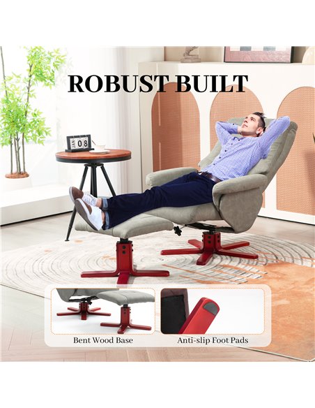 HOMCOM Faux Microfibre Leather Manual Recliner and Footstool Set - Grey 83B-034V70GY - pic 112001 | FastDaddyshop