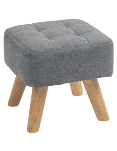 HOMCOM Modern Tufted Footstool, Fabric Foot Stool with Rubber Wood Legs, Padded Seat, for Living Room, Bedroom, Entryway, Grey 8