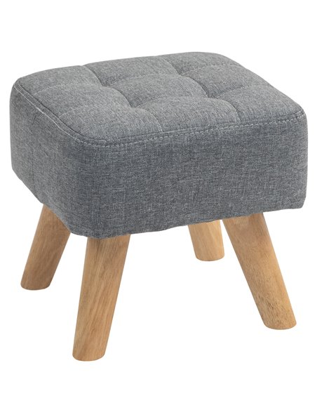 HOMCOM Modern Tufted Footstool, Fabric Foot Stool with Rubber Wood Legs, Padded Seat, for Living Room, Bedroom, Entryway, Grey 8 - pic 112004 | FastDaddyshop