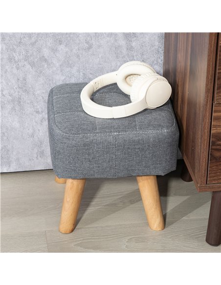HOMCOM Modern Tufted Footstool, Fabric Foot Stool with Rubber Wood Legs, Padded Seat, for Living Room, Bedroom, Entryway, Grey 8 - pic 112010 | FastDaddyshop
